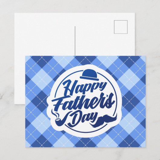 Simple Blue Happy Vaderdag | BRIEFKAART (Voorkant / Achterkant)