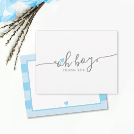 Simple Blue Heart Boy Baby shower Bedankt