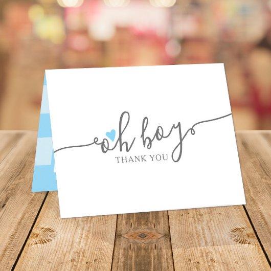 Simple Blue Heart Boy Baby shower Bedankt