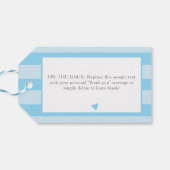 Simple Blue Heart Boy Baby shower Bedankt Cadeaulabel (Achterkant Horizontaal)