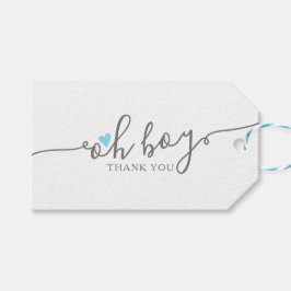 Simple Blue Heart Boy Baby shower Bedankt Cadeaulabel