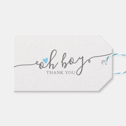 Simple Blue Heart Boy Baby shower Bedankt Cadeaulabel (Voorkant (Horizontaal))