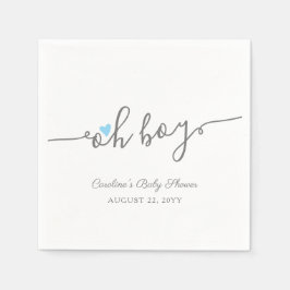 Simple Blue Heart Boy Baby shower Servet
