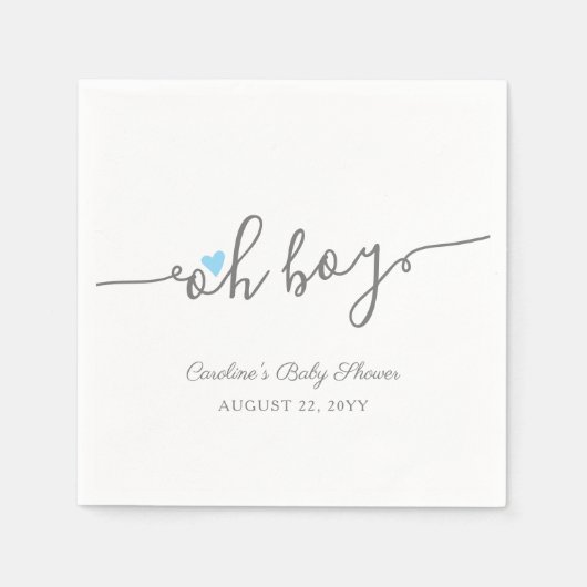 Simple Blue Heart Boy Baby shower Servet (Voorkant)