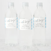 Simple Blue Heart Boy Baby shower Waterfles Etiket (Flessen)