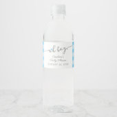 Simple Blue Heart Boy Baby shower Waterfles Etiket (Voorkant)
