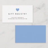Simple Blue Heart Cadeauregister Boy Baby shower Informatiekaartje (Voorkant / Achterkant)
