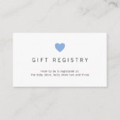 Simple Blue Heart Cadeauregister Boy Baby shower Informatiekaartje (Voorkant)