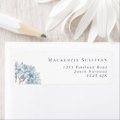 Simple Blue Hydrangeas Waterverf Return Address Etiket (Insitu)