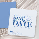 Simple Blue iets blauw Save The Date<br><div class="desc">Introductie van onze trendy en moderne vierkante formaat blauw Save the Date-kaarten, ontworpen om een stijlvolle verklaring te maken en de toon te zetten voor uw aanstaande bruiloft op een frisse en eigentijdse manier. Onze blauwe Save the Date-kaarten hebben een strak en minimalistisch design, dat de tijdloze elegantie van blauw...</div>