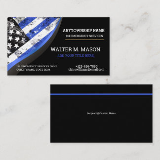 Simple Blue Line Police US FLAG Visitekaartje