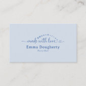 Simple Blue Made with Love Typography Bakery Visitekaartje (Voorkant)