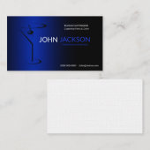 Simple Blue Martini Bartender Sjabloon Visitekaartje (Voorkant / Achterkant)
