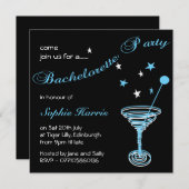Simple Blue Martini Swirl Bachelorette Party Kaart (Voorkant / Achterkant)