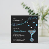 Simple Blue Martini Swirl Bachelorette Party Kaart (Staand voorkant)