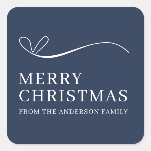 Simple blue modern Merry Christmas  Vierkante Sticker (Voorkant)