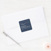 Simple blue modern Merry Christmas  Vierkante Sticker (Envelop)
