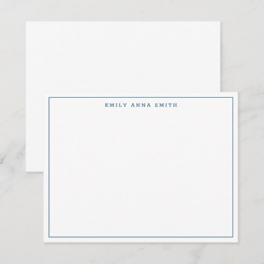 Simple Blue Modern Professional Border Note Kaart Notitiekaartje (Voorkant / Achterkant)