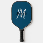  Simple Blue Monogram Naam en Initiaal Pickleball Paddle (Voorkant)