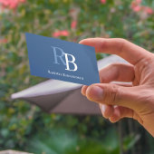 Simple Blue Monogram QR Code | Connect with Me Visitekaartje