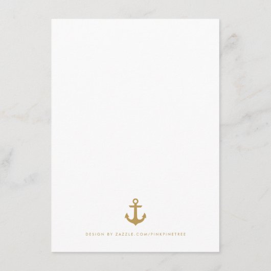Simple Blue Nautical Anchor Wedding Insert Kaart (Achterkant)