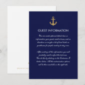 Simple Blue Nautical Anchor Wedding Insert Kaart (Voorkant / Achterkant)