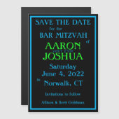 Simple Blue Neon Magnetic Save the Date Card (Voorkant / Achterkant)