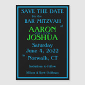 Simple Blue Neon Magnetic Save the Date Card (Voorkant)