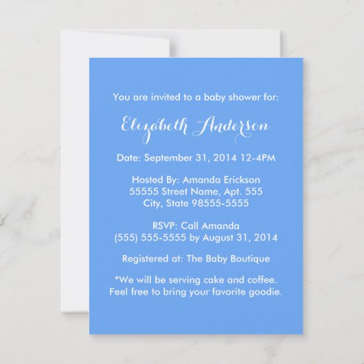 Simple Blue Newborn Footprint Boy Baby shower Kaart (Achterkant)