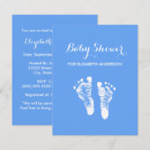 Simple Blue Newborn Footprint Boy Baby shower Kaart (Voorkant / Achterkant)