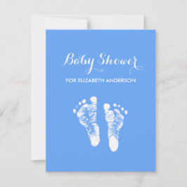 Simple Blue Newborn Footprint Boy Baby shower Kaart