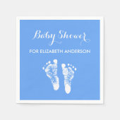 Simple Blue Newborn Footprint Boy Baby shower Servet (Voorkant)