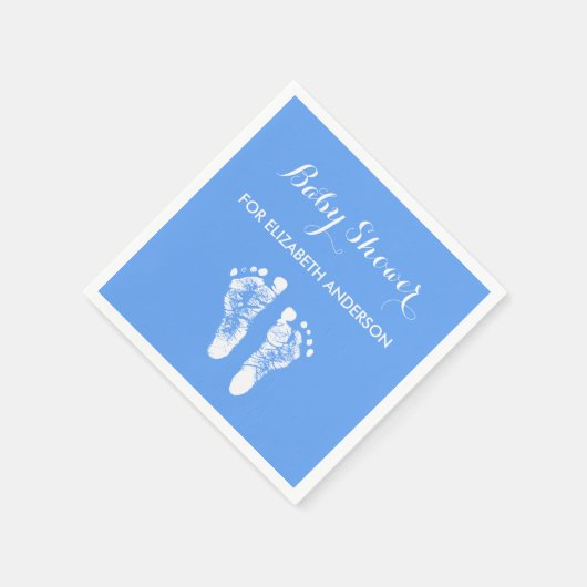 Simple Blue Newborn Footprint Boy Baby shower Servet (Hoek)