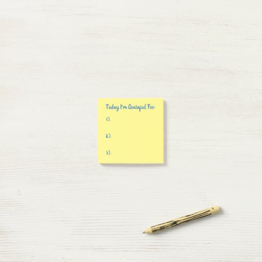 Simple Blue on Yellow Gratitude Post-it® Notes (Op bureau)
