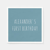 Simple Blue Personalized First Birthday Party Servet (Voorkant)