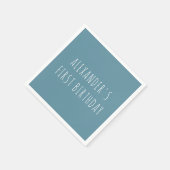 Simple Blue Personalized First Birthday Party Servet (Hoek)