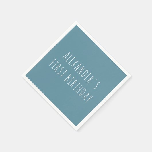 Simple Blue Personalized First Birthday Party Servet (Hoek)