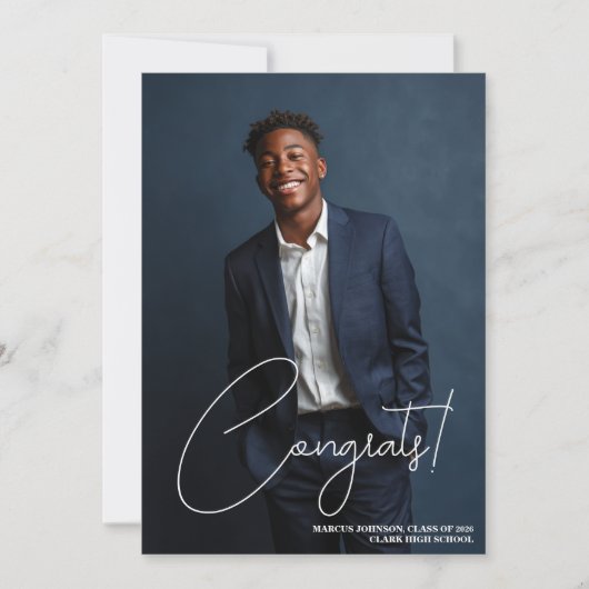 Simple Blue Photo 2026 Graduation Announcement (Voorkant)