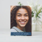 Simple Blue Photo Afstuderen Announcement Kaart (Staand voorkant)