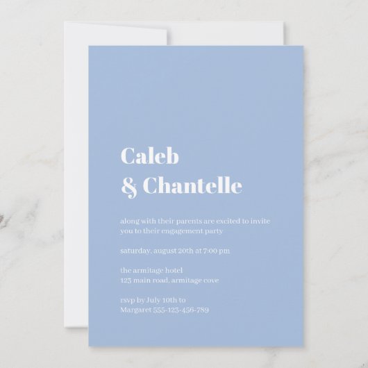 Simple Blue Photo Engagement Party Kaart (Achterkant)