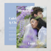 Simple Blue Photo Engagement Party Kaart (Voorkant / Achterkant)