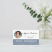 Simple Blue Photo Real Estate Agent Visitekaartje (Staand voorkant)