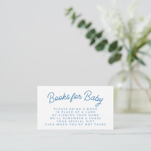 Simple Blue Play Book Request Baby shower Informatiekaartje (Staand voorkant)
