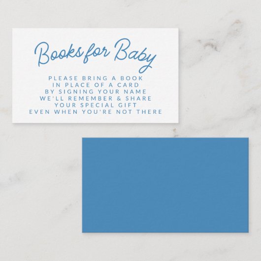 Simple Blue Play Book Request Baby shower Informatiekaartje (Voorkant / Achterkant)