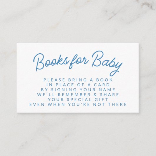 Simple Blue Play Book Request Baby shower Informatiekaartje (Voorkant)