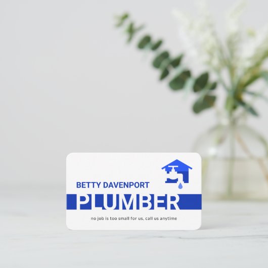 Simple Blue Plumber Pipeline Layer Visitekaartje (Staand voorkant)