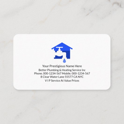 Simple Blue Plumber Pipeline Layer Visitekaartje (Achterkant)