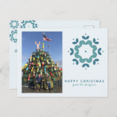 Simple Blue Snowflake Photo Holiday Greep Briefkaart (Voorkant / Achterkant)