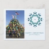 Simple Blue Snowflake Photo Holiday Greep Briefkaart (Voorkant)