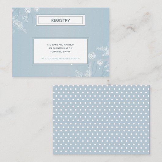 Simple Blue Snowflake Winter Baby shower Registry Informatiekaartje (Voorkant / Achterkant)
